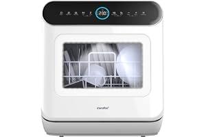 COMFEE' Mini Plus Dishwasher TD305-W Compact Table Top Dishwasher with 3 Place Settings, 7 Programmes, Touch Control, LED Dis