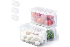 Food Storage Boxes With Lids Freezer Safe Volwco 3 Pcs 4.7L Large Plastic Kitchen Refrigerator Stackable Food Fruit Storage C