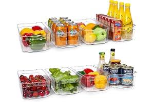 HOOJO Refrigerator Organizer Bins - 8 Pieces, 12.5in Long, Clear